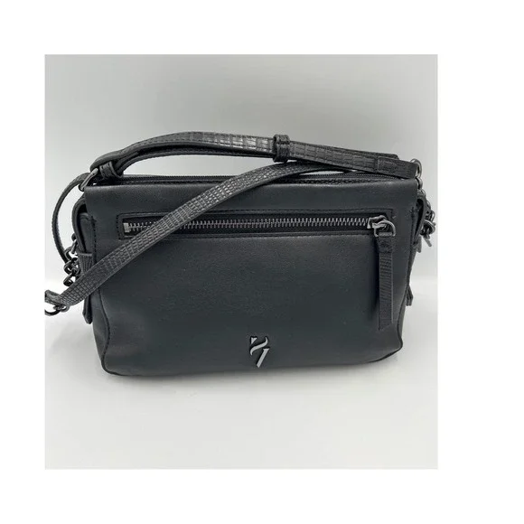 Simply Vera Faux Leather‎ Crossbody Bag Chain Strap Zipper Pocket - Picture 3 of 8